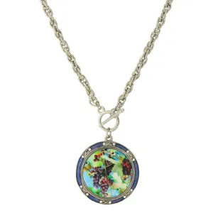 1928 Jewelry Winery Enamel Multi-Color Grapes Decal Large Pendant Toggle Necklace 26" 1928 Jewelry