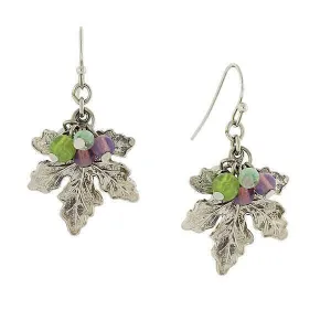 1928 Jewelry Winery Grape Leaf Multi-Color Bead Accents Drop Earrings 1928 Jewelry