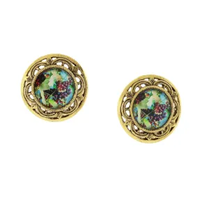 1928 Jewelry Winery Grapes Decal Round Post Earrings 1928 Jewelry
