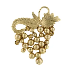 1928 Jewelry Winery Light Colorado Topaz Faux Pearl Grape Cluster Pin 1928 Jewelry