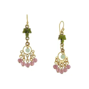 1928 Jewelry Winery Multi-Color Beaded Grape Leaf Drop Earrings 1928 Jewelry