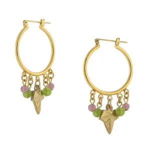 1928 Jewelry Winery Multi-Color Beaded Grape Leaf Snap In Hoop Earrings 1928 Jewelry
