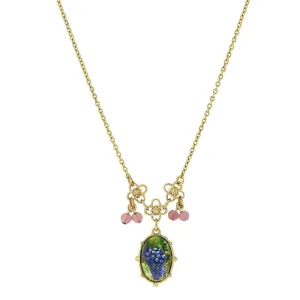 1928 Jewelry Winery Petite Purple Grapes Decal Pendant With Beads Necklace 16"   3" Extender 1928 Jewelry