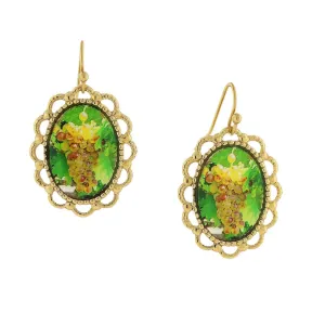 1928 Jewelry Winery Yellow Grapes Decal Oval Drop Earrings 1928 Jewelry