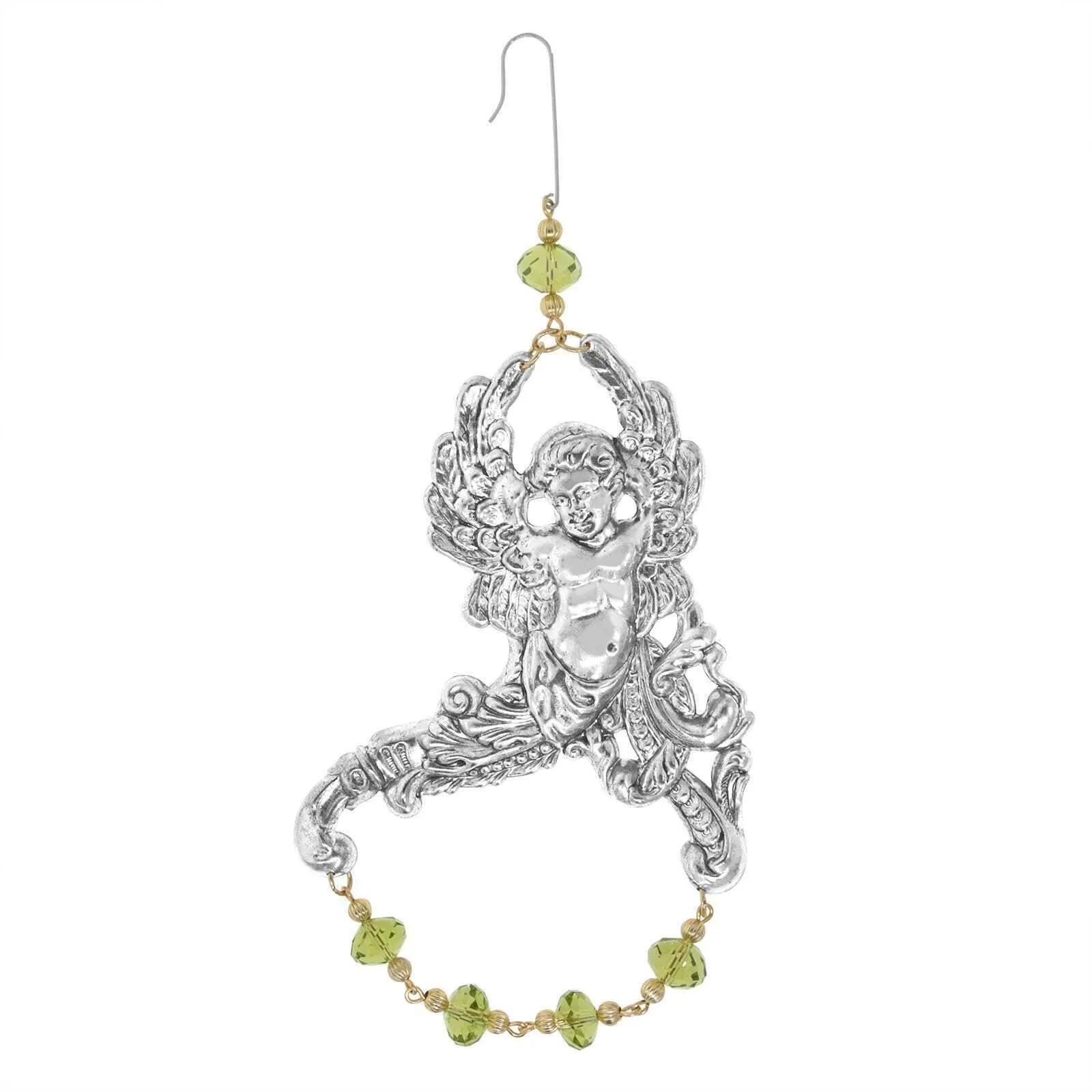 1928 Jewelry Winged Cherub Angel With Crystal Beads Hanging Christmas Tree Ornament 1928 Jewelry