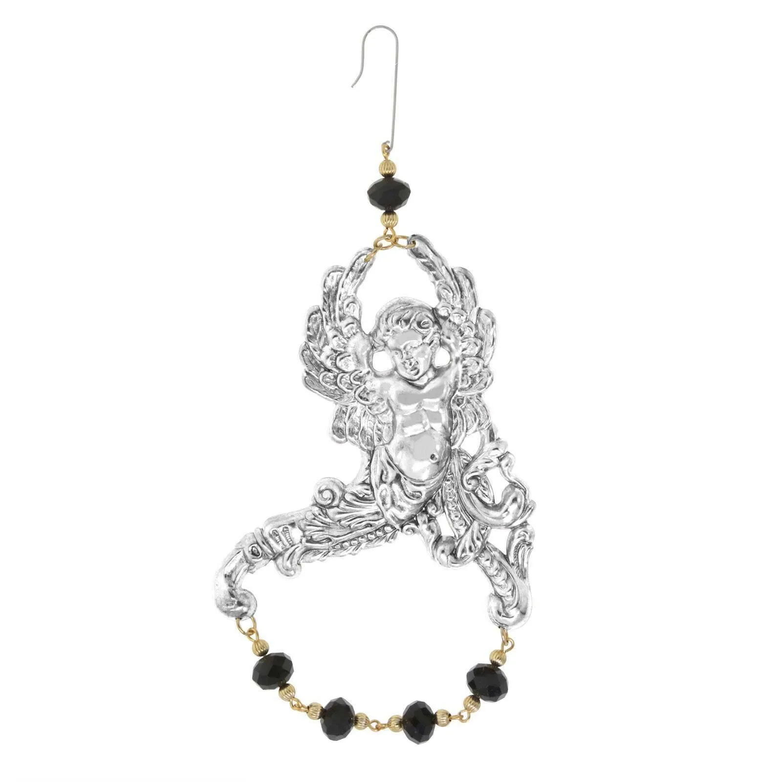 1928 Jewelry Winged Cherub Angel With Crystal Beads Hanging Christmas Tree Ornament 1928 Jewelry
