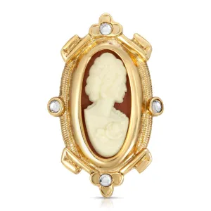 1928 Jewelry Women With Rose Carnelian Cameo Oval Pin 1928 Jewelry