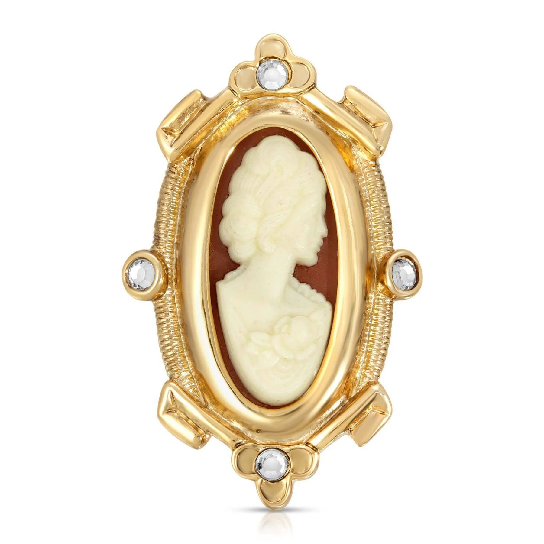 1928 Jewelry Women With Rose Carnelian Cameo Oval Pin 1928 Jewelry