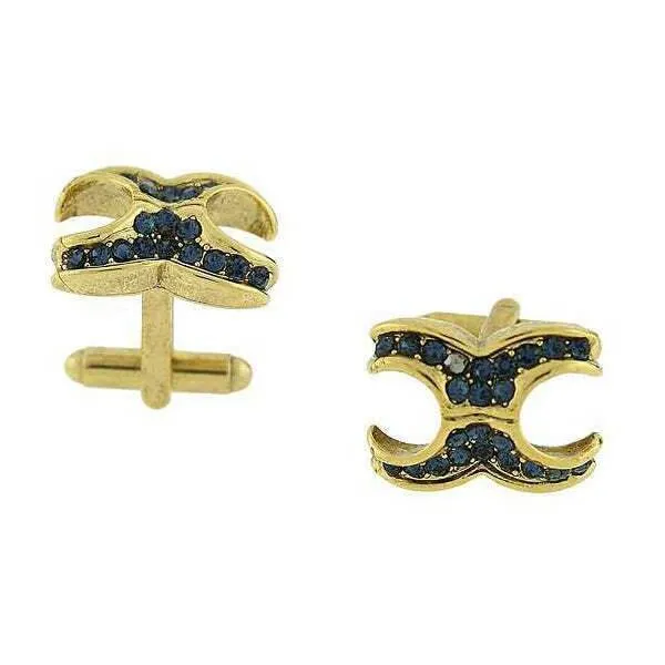 1928 Jewelry X-Shaped Crystal Cufflinks 1928 Jewelry
