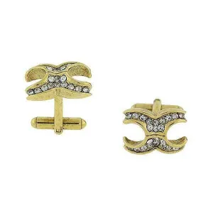 1928 Jewelry X-Shaped Crystal Cufflinks 1928 Jewelry