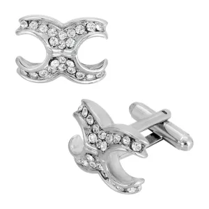 1928 Jewelry X-Shaped Multi Crystal Cufflinks 1928 Jewelry
