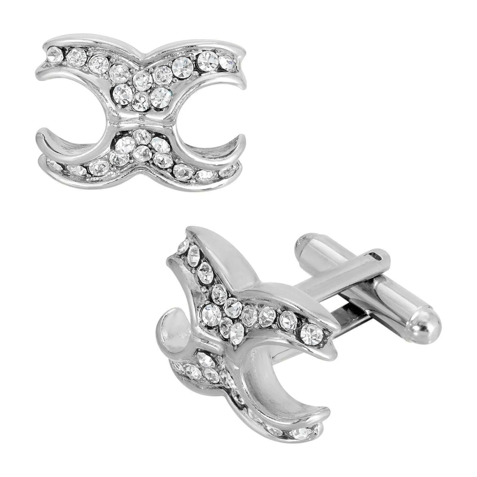 1928 Jewelry X-Shaped Multi Crystal Cufflinks 1928 Jewelry
