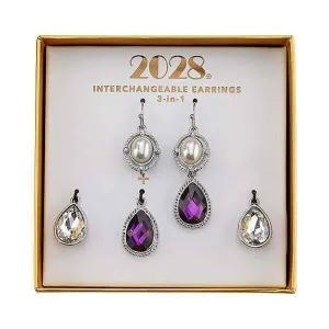 2028 Jewelry 3-In-1 Teardrop Crystal & Faux Pearl Interchangeable Earring Set 1928 Jewelry