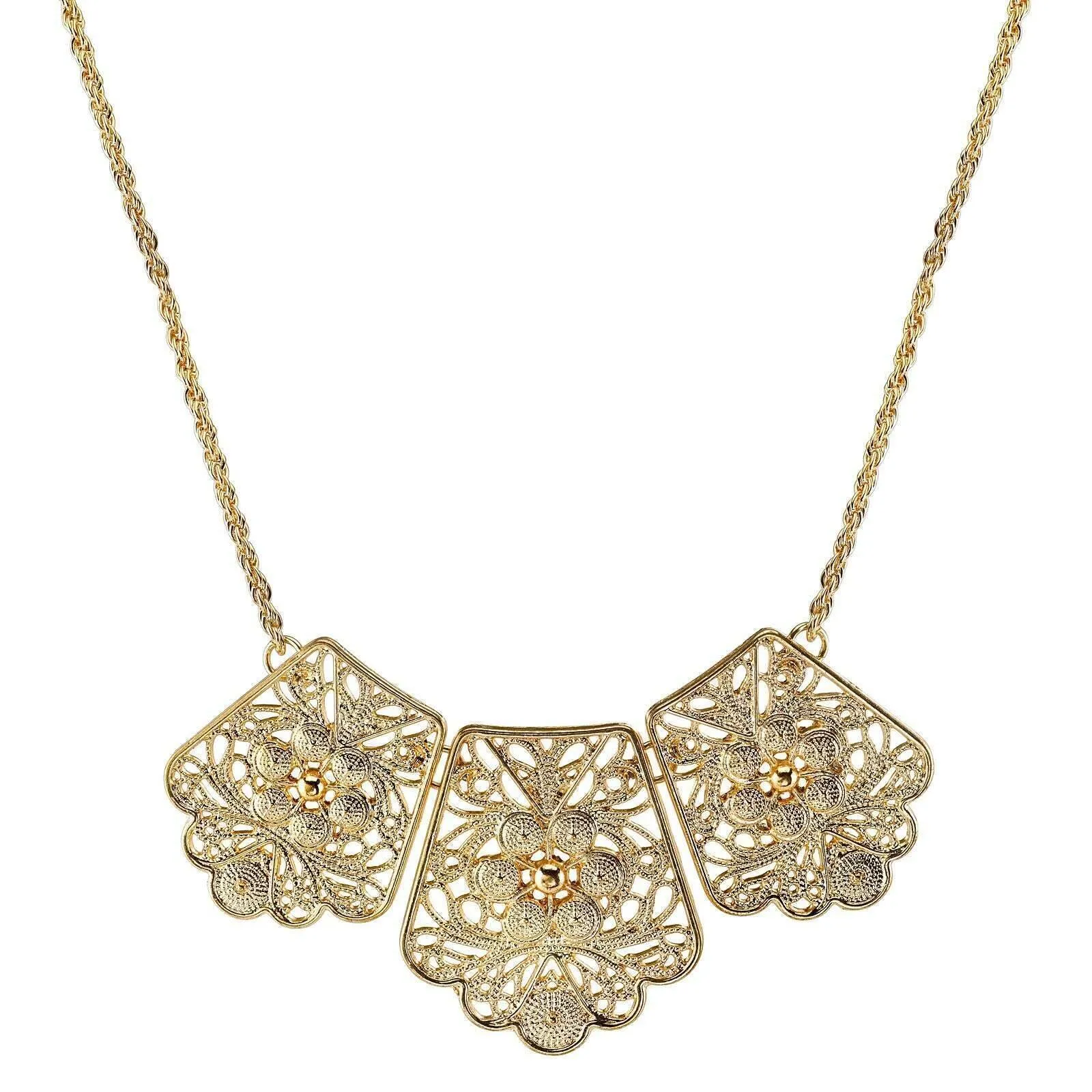 2028 Jewelry Filigree Bib Necklace 16"   3" Extender 1928 Jewelry