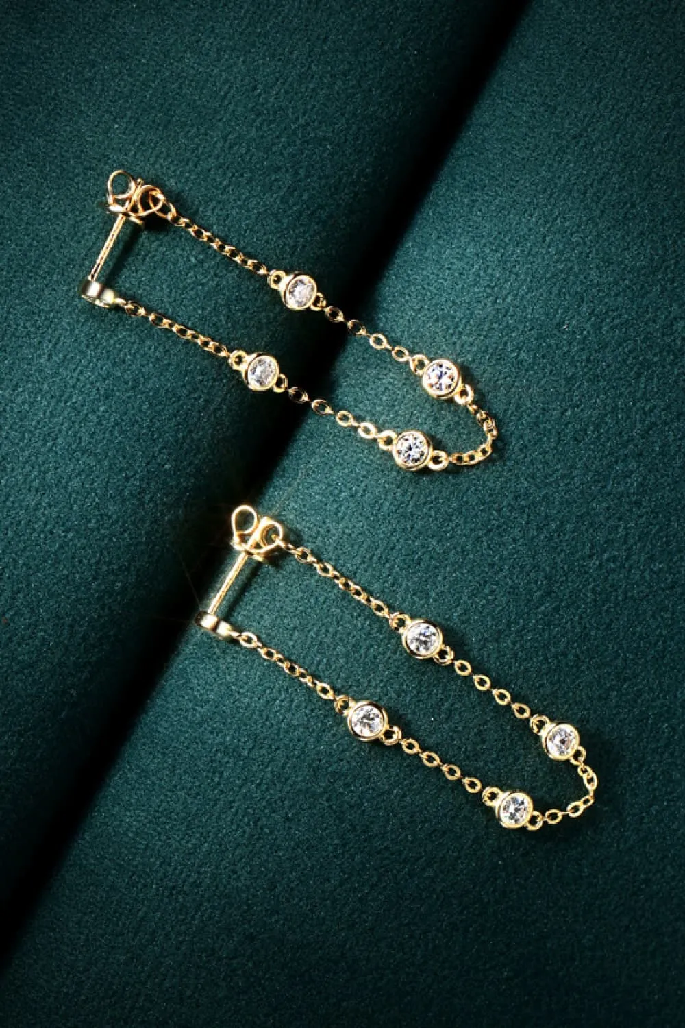 925 Sterling Silver Jewelry 1 Carat Moissanite 925 Sterling Silver Chain Earrings