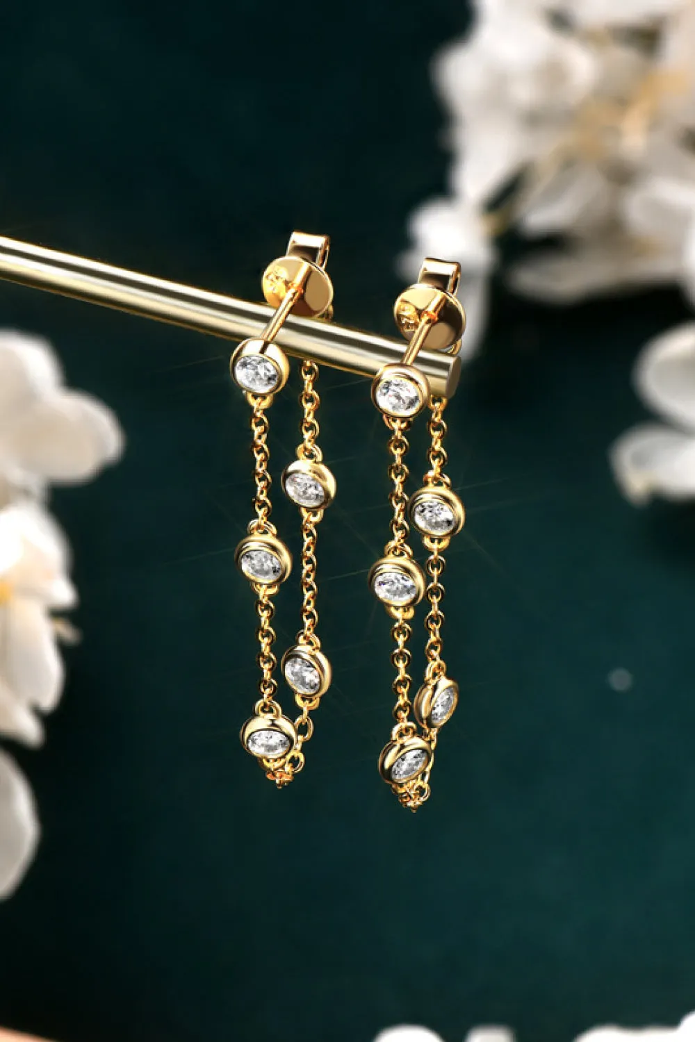 925 Sterling Silver Jewelry 1 Carat Moissanite 925 Sterling Silver Chain Earrings