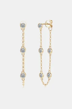 925 Sterling Silver Jewelry 1 Carat Moissanite 925 Sterling Silver Chain Earrings