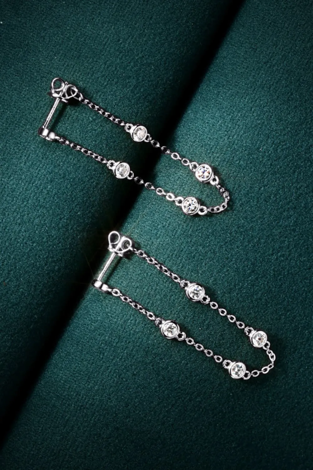925 Sterling Silver Jewelry 1 Carat Moissanite 925 Sterling Silver Chain Earrings