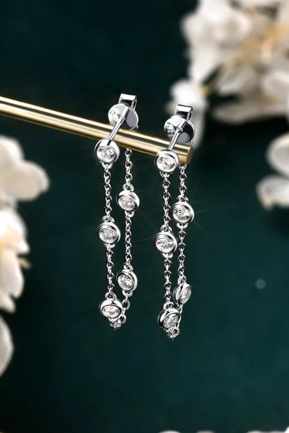 925 Sterling Silver Jewelry 1 Carat Moissanite 925 Sterling Silver Chain Earrings