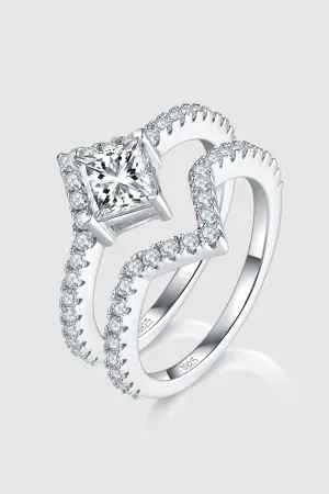 925 Sterling Silver Jewelry 1 Carat Moissanite 925 Sterling Silver Double Layered Ring