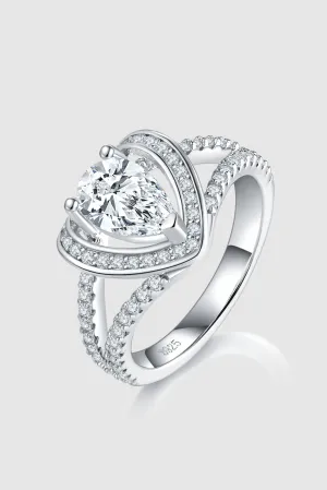 925 Sterling Silver Jewelry 1 Carat Moissanite 925 Sterling Silver Heart Ring