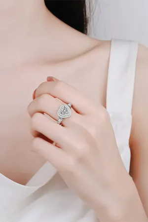 925 Sterling Silver Jewelry 1 Carat Moissanite 925 Sterling Silver Heart Ring