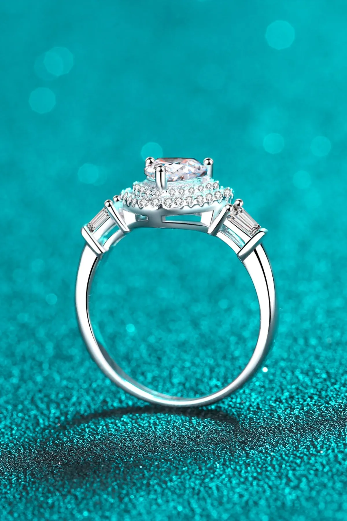 925 Sterling Silver Jewelry 1 Carat Moissanite 925 Sterling Silver Heart Ring