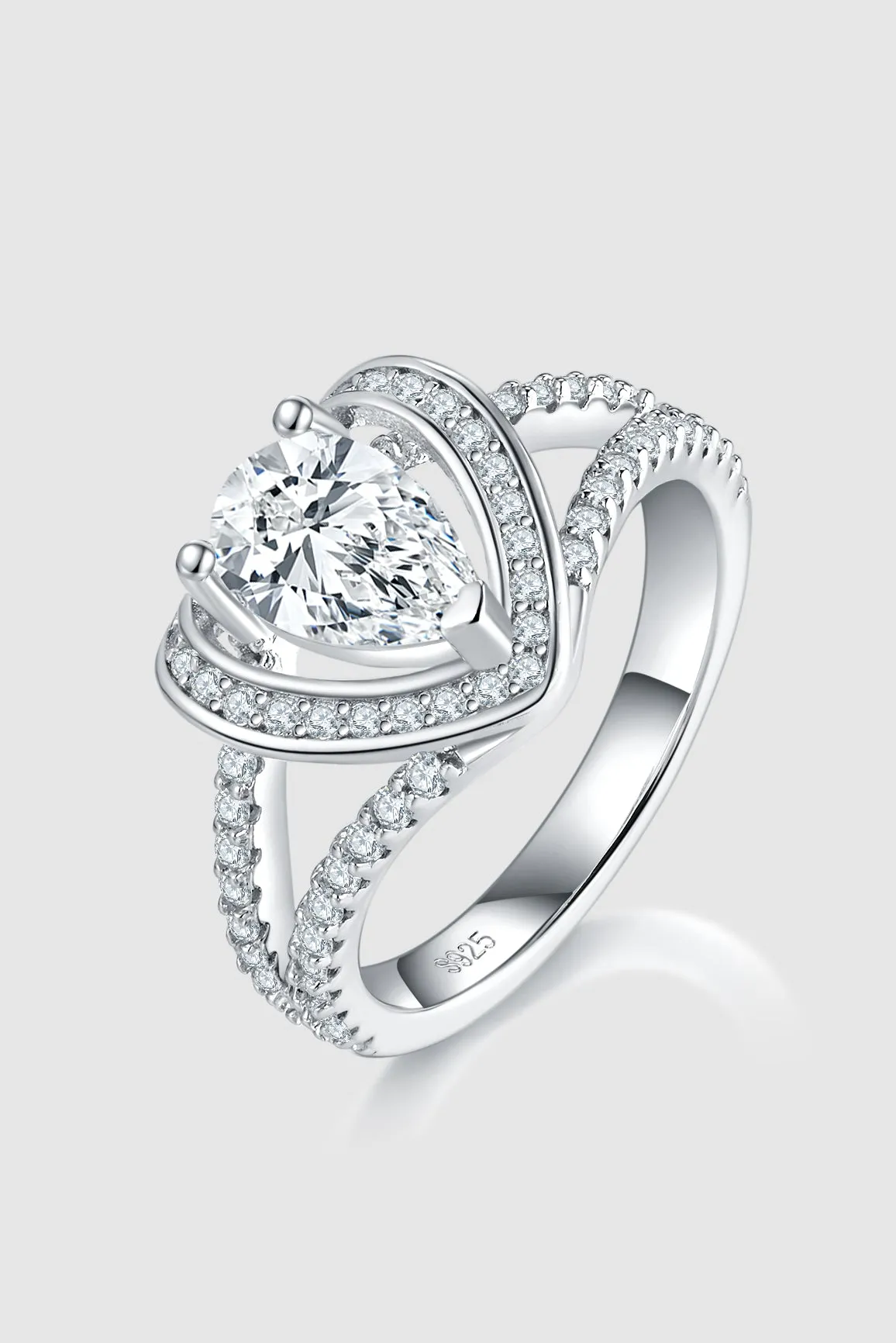 925 Sterling Silver Jewelry 1 Carat Moissanite 925 Sterling Silver Heart Ring