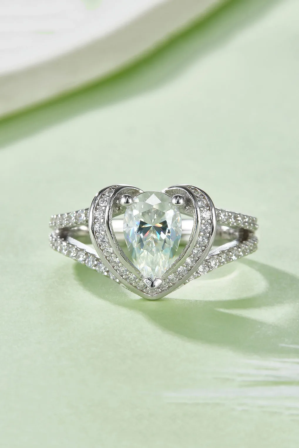 925 Sterling Silver Jewelry 1 Carat Moissanite 925 Sterling Silver Heart Ring