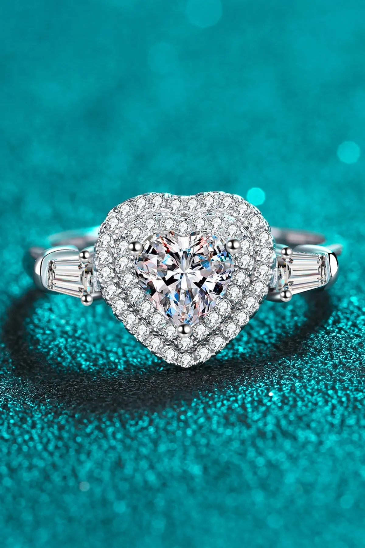 925 Sterling Silver Jewelry 1 Carat Moissanite 925 Sterling Silver Heart Ring