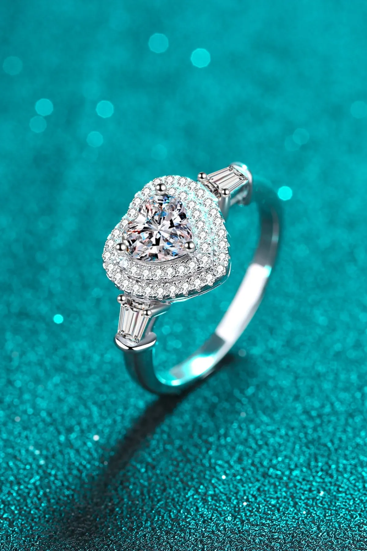 925 Sterling Silver Jewelry 1 Carat Moissanite 925 Sterling Silver Heart Ring