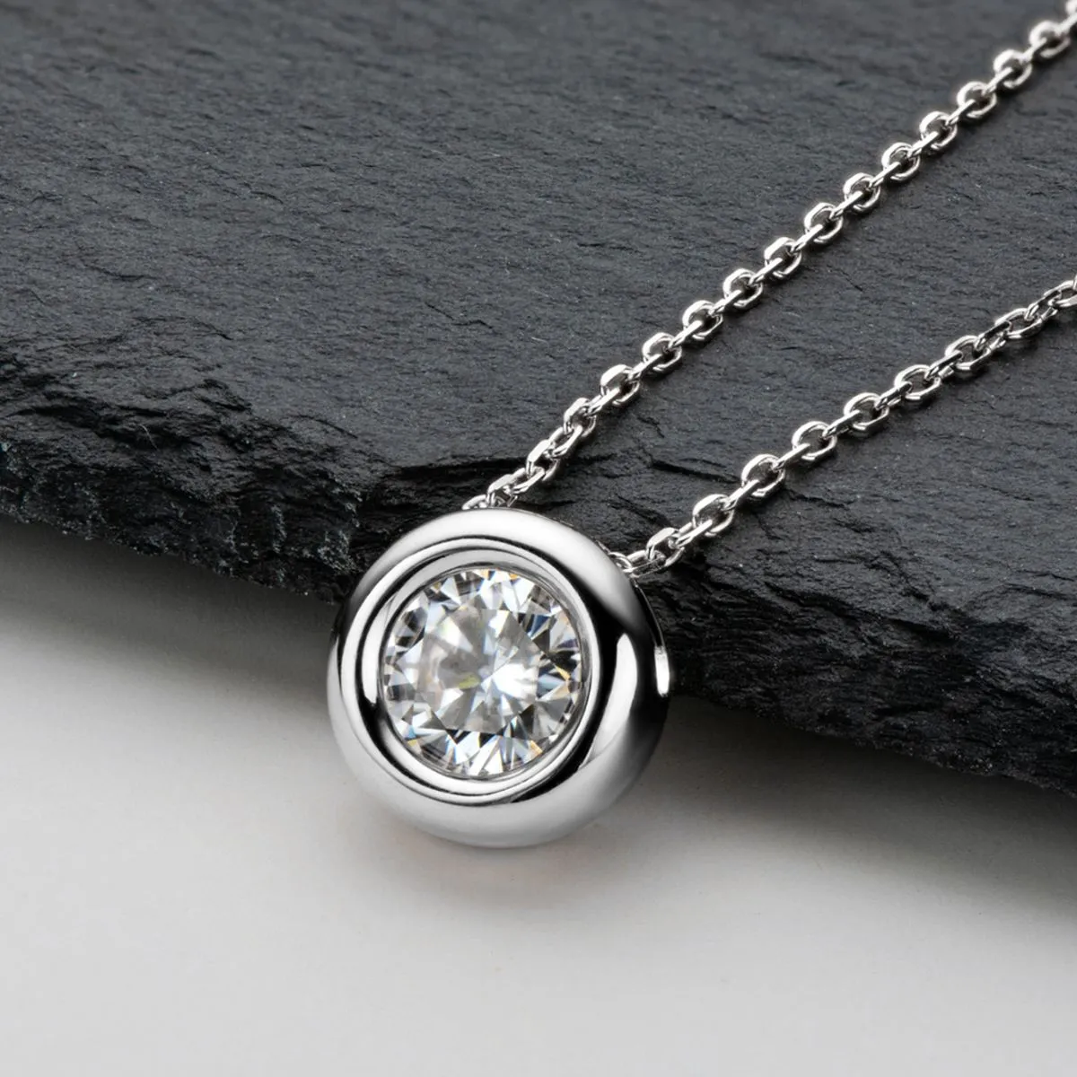 925 Sterling Silver Jewelry 1 Carat Moissanite 925 Sterling Silver Necklace
