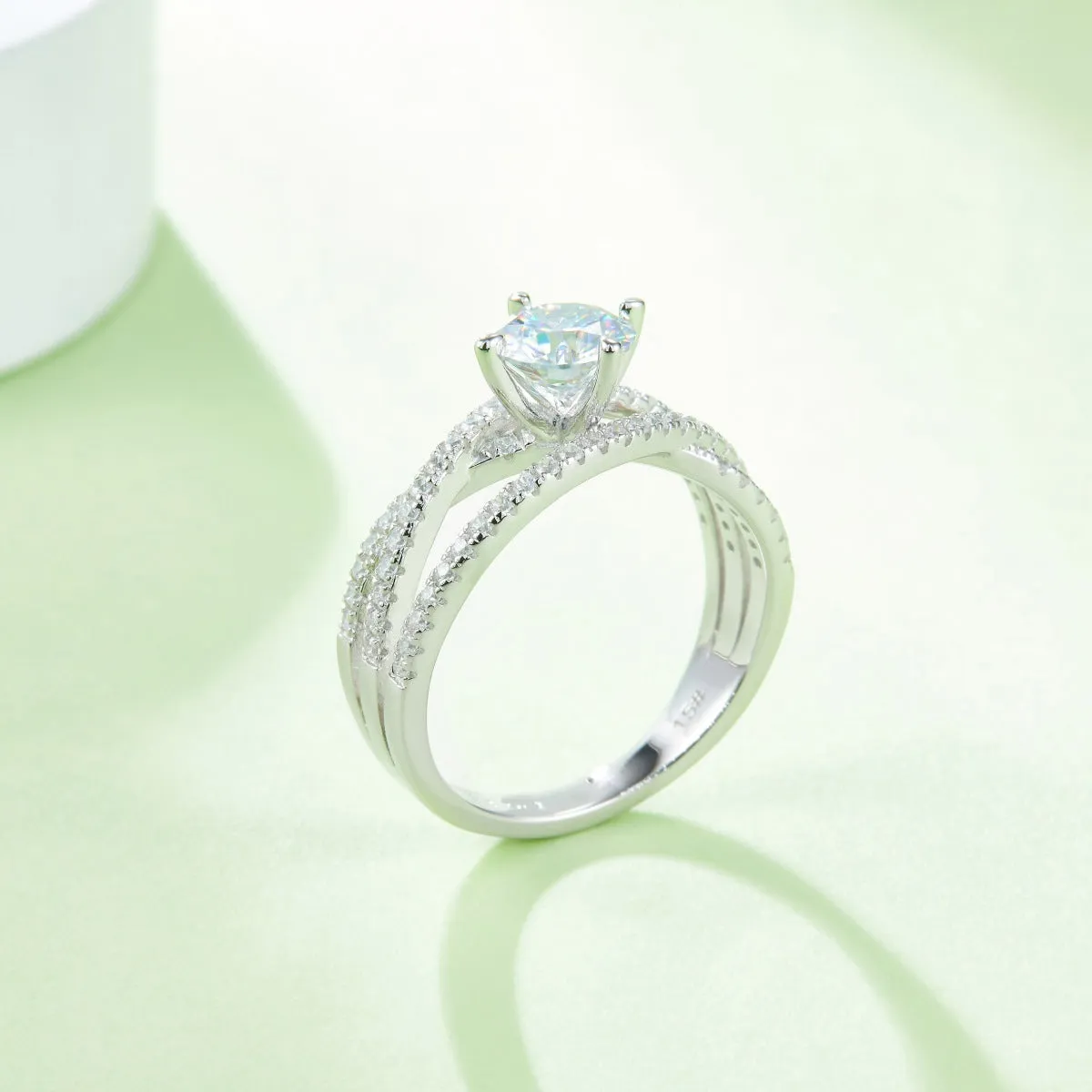 925 Sterling Silver Jewelry 1 Carat Moissanite 925 Sterling Silver Ring