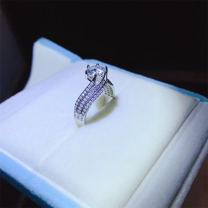 925 Sterling Silver Jewelry 1 Carat Moissanite 925 Sterling Silver Ring