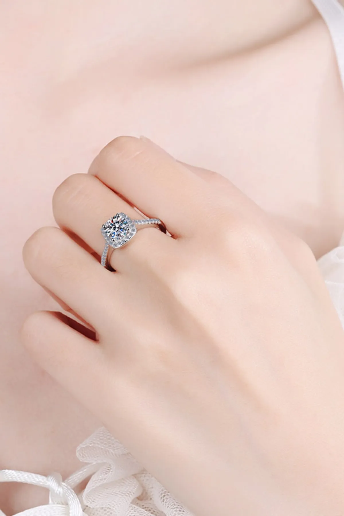 925 Sterling Silver Jewelry 1 Carat Moissanite 925 Sterling Silver Ring