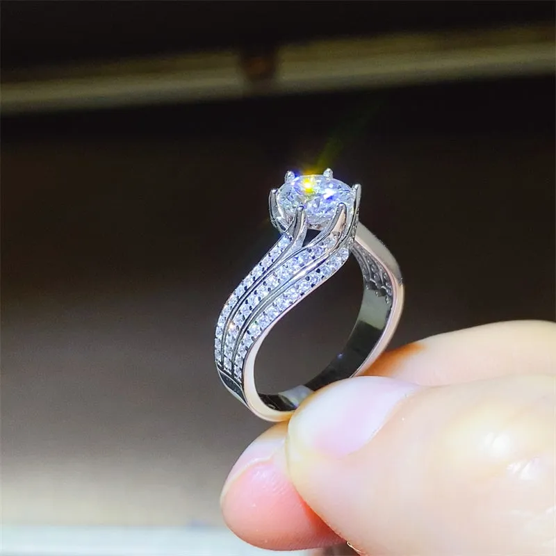 925 Sterling Silver Jewelry 1 Carat Moissanite 925 Sterling Silver Ring
