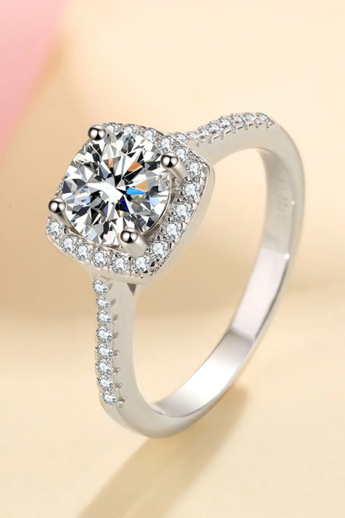 925 Sterling Silver Jewelry 1 Carat Moissanite 925 Sterling Silver Ring