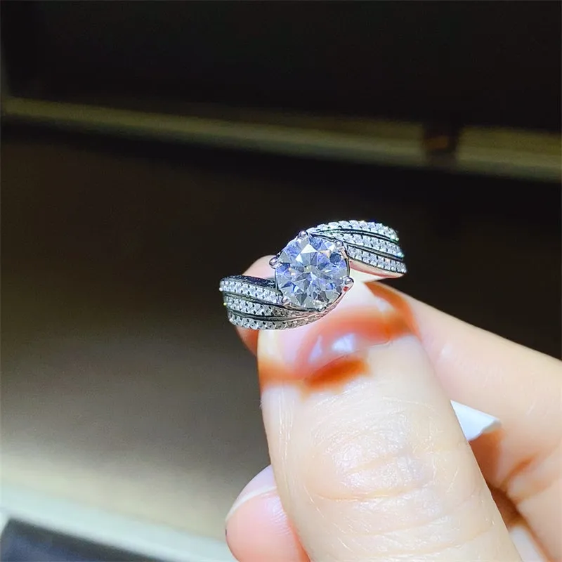 925 Sterling Silver Jewelry 1 Carat Moissanite 925 Sterling Silver Ring