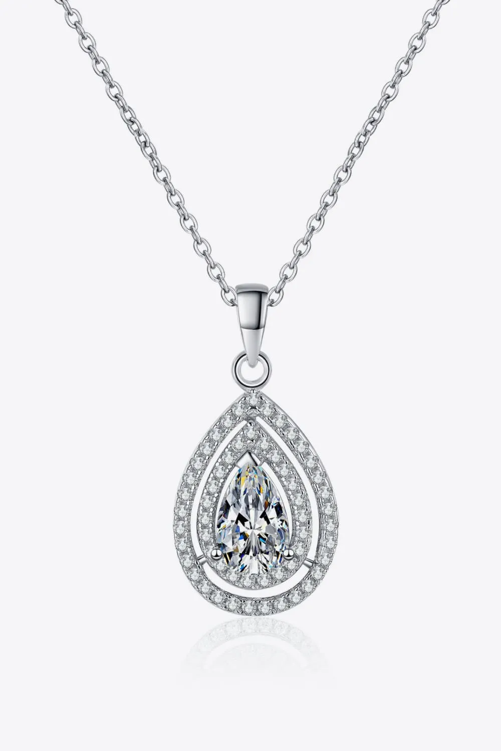 925 Sterling Silver Jewelry 1 Carat Moissanite Teardrop Pendant Necklace