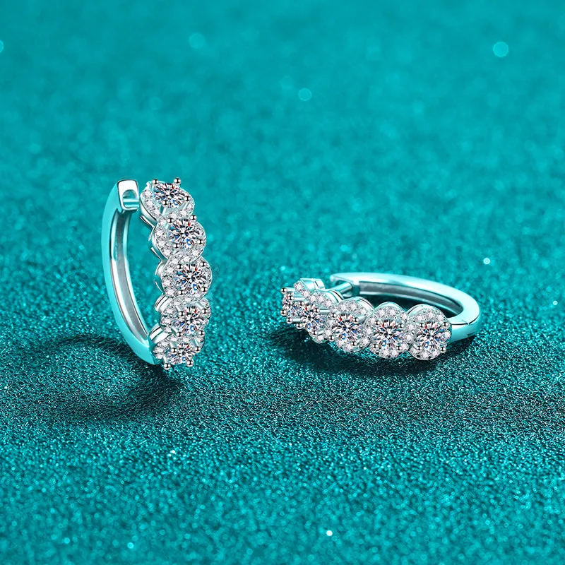 925 Sterling Silver Jewelry 1 Carat Moissanite Zircon 925 Sterling Silver Huggie Earrings