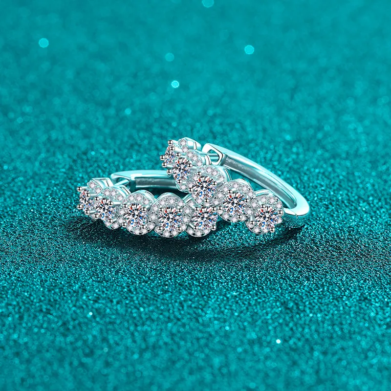925 Sterling Silver Jewelry 1 Carat Moissanite Zircon 925 Sterling Silver Huggie Earrings
