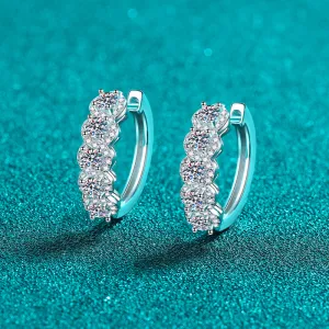 925 Sterling Silver Jewelry 1 Carat Moissanite Zircon 925 Sterling Silver Huggie Earrings