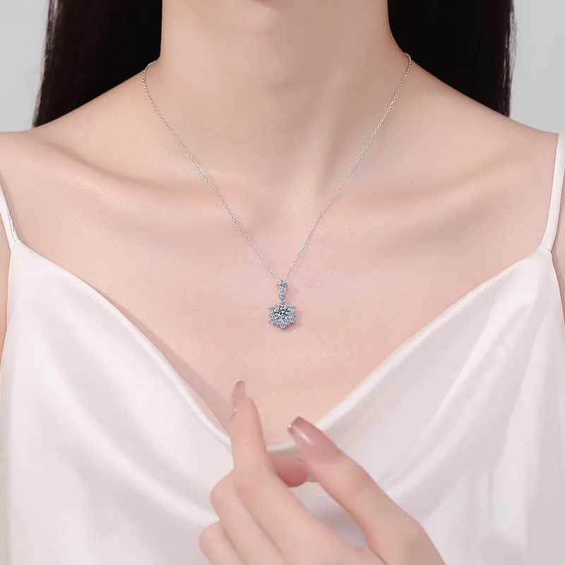 925 Sterling Silver Jewelry 1 Carat Moissanite Zircon 925 Sterling Silver Necklace