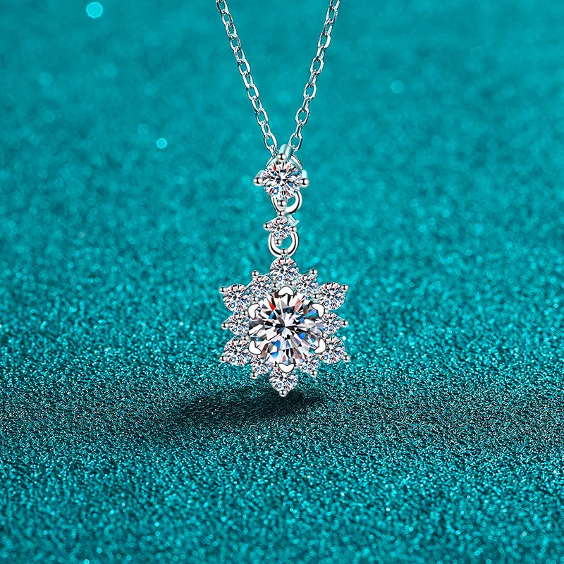 925 Sterling Silver Jewelry 1 Carat Moissanite Zircon 925 Sterling Silver Necklace