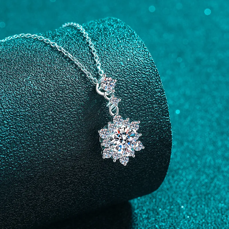 925 Sterling Silver Jewelry 1 Carat Moissanite Zircon 925 Sterling Silver Necklace
