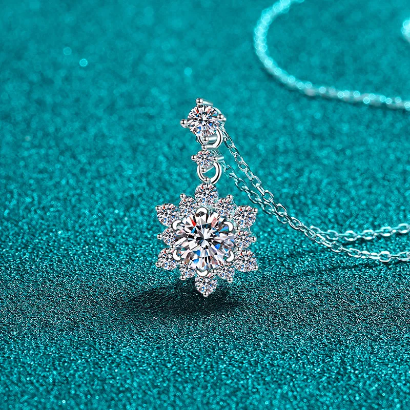 925 Sterling Silver Jewelry 1 Carat Moissanite Zircon 925 Sterling Silver Necklace