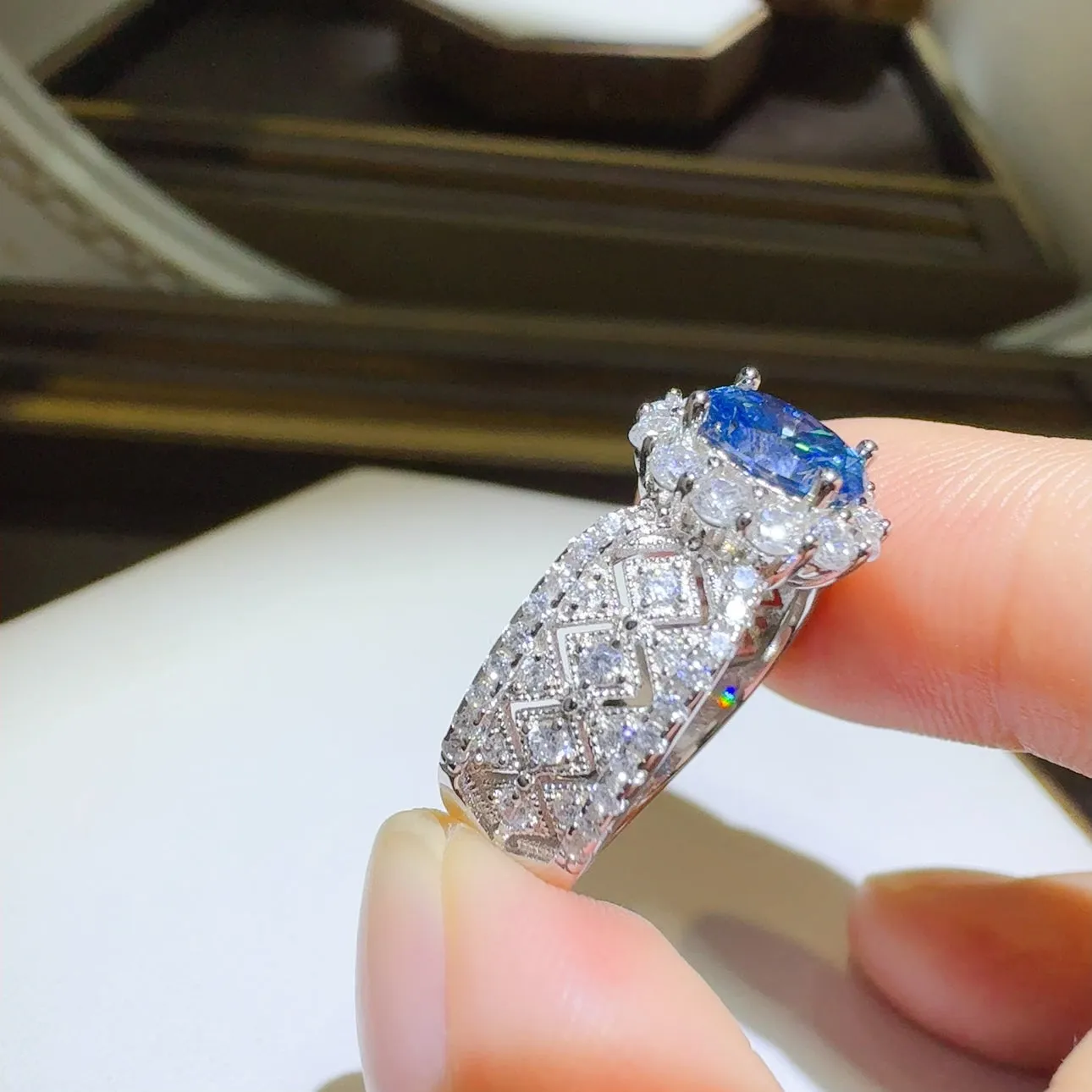 925 Sterling Silver Jewelry 1 Carat Moissanite Zircon 925 Sterling Silver Ring
