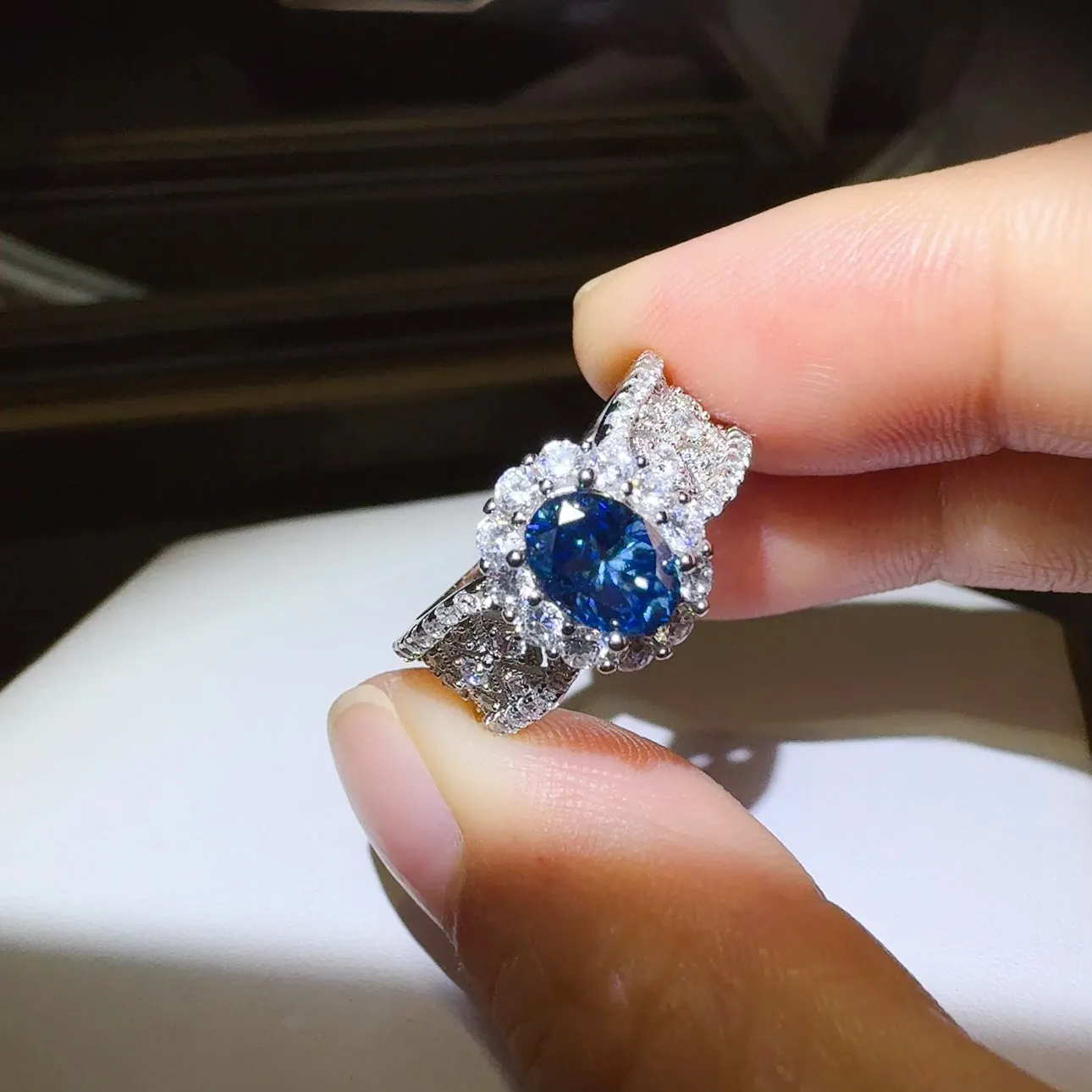 925 Sterling Silver Jewelry 1 Carat Moissanite Zircon 925 Sterling Silver Ring