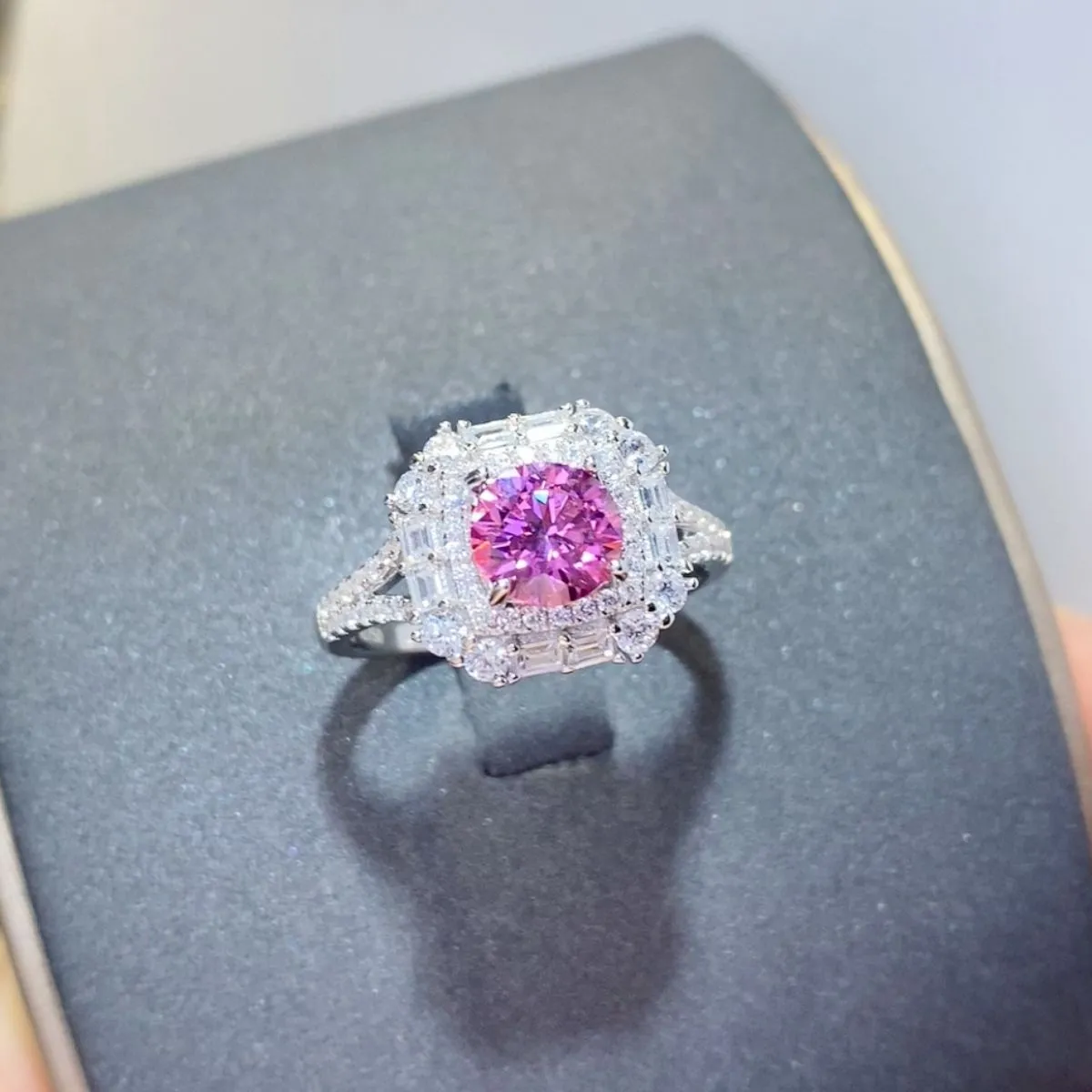 925 Sterling Silver Jewelry 1 Carat Moissanite Zircon 925 Sterling Silver Ring
