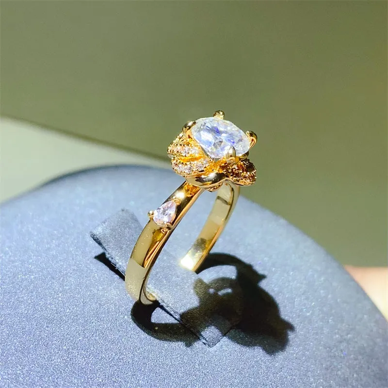 925 Sterling Silver Jewelry 1 Carat Moissanite Zircon 925 Sterling Silver Ring